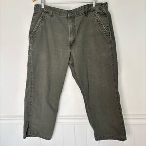 Carhartt Women Cargo Jeans Pants 40 x 25 Relaxed Fit Green Ankle Capri *J19